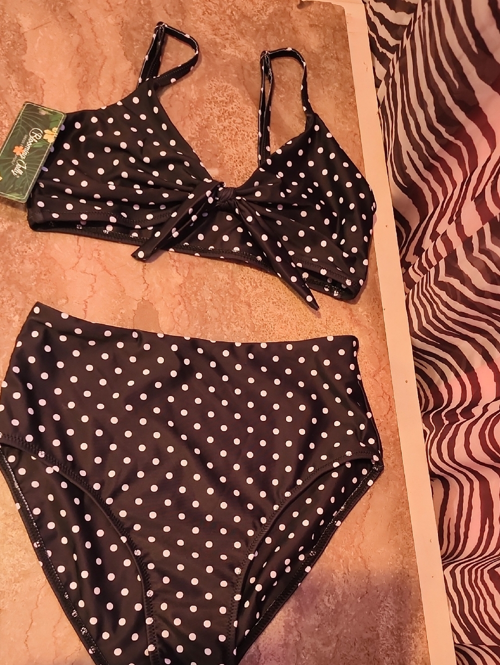 Classic Black & White Polka Dot High-Waist Bikini - Women